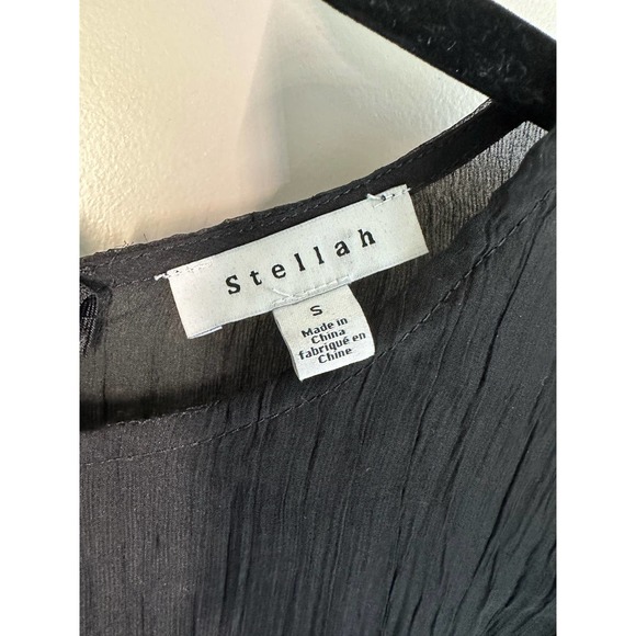 Stellah Semi Sheer Long Ruffled Sleeves Bell Cuff Blouse Sz Small - Picture 5 of 10